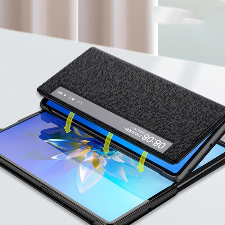 For Huawei Mate X2 Leather Texture Horizontal Flip Phone Case with Smart Touch Call Display ID(Black) - Huawei Cases by PMC TechLife | Online Shopping South Africa | PMC TechLife | Buy Now Pay Later Mobicred
