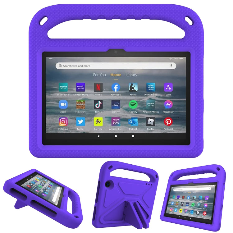 For Amazon Fire 7 2022 Handle EVA Shockproof Tablet Case with Triangle Holder(Purple) - Amazon by PMC TechLife | Online Shopping South Africa | PMC TechLife | Buy Now Pay Later Mobicred