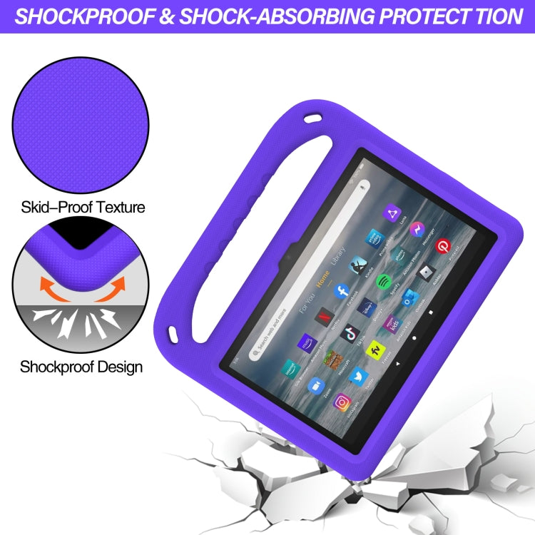 For Amazon Fire 7 2022 Handle EVA Shockproof Tablet Case with Triangle Holder(Purple) - Amazon by PMC TechLife | Online Shopping South Africa | PMC TechLife | Buy Now Pay Later Mobicred