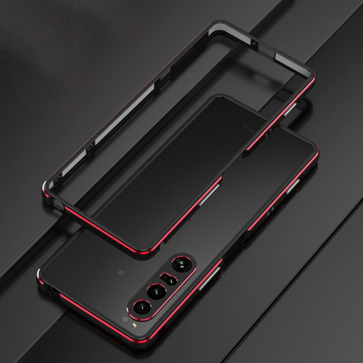For Sony Xperia 1 IV Aurora Series Lens Protector + Metal Frame Protective Phone Case(Black Red) - Sony Cases by PMC TechLife | Online Shopping South Africa | PMC TechLife | Buy Now Pay Later Mobicred