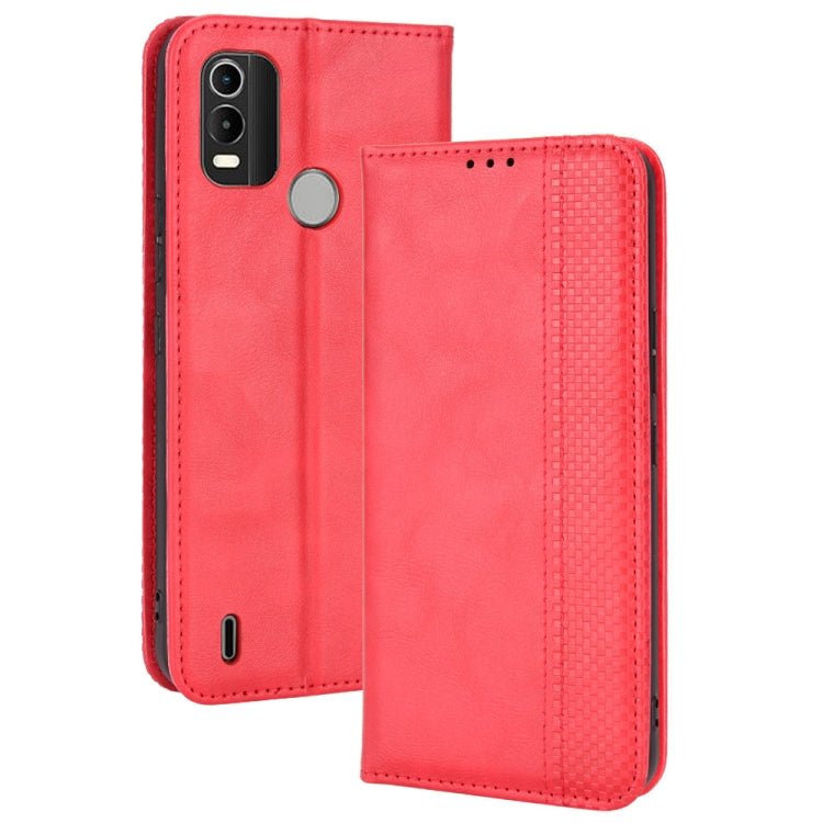 For Nokia C21 Plus Magnetic Buckle Retro Crazy Horse Leather Phone Case(Red) - Nokia Cases by PMC TechLife | Online Shopping South Africa | PMC TechLife