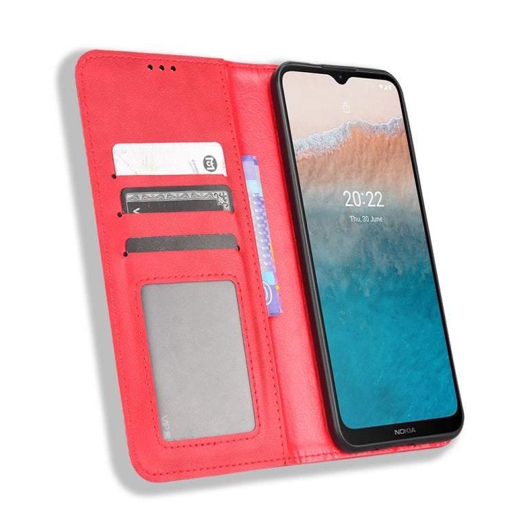 For Nokia C21 Plus Magnetic Buckle Retro Crazy Horse Leather Phone Case(Red) - Nokia Cases by PMC TechLife | Online Shopping South Africa | PMC TechLife