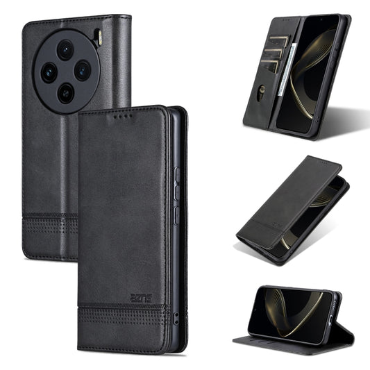 For vivo X100 AZNS Magnetic Calf Texture Leather Phone Case(Black) - X100 Cases by AZNS | Online Shopping South Africa | PMC Jewellery | Buy Now Pay Later Mobicred