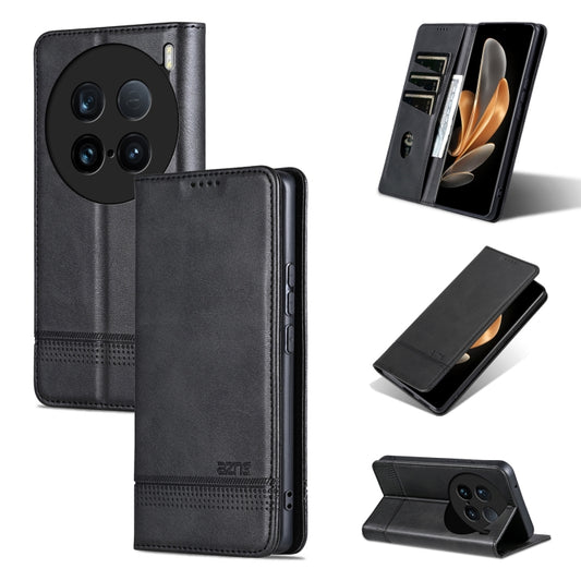 For vivo X100 Ultra AZNS Magnetic Calf Texture Leather Phone Case(Black) - vivo Cases by AZNS | Online Shopping South Africa | PMC Jewellery | Buy Now Pay Later Mobicred