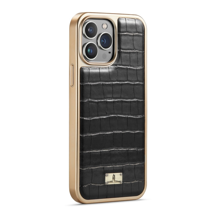 For iPhone 13 Pro Max Fierre Shann Crocodile Texture Electroplating PU Phone Case (Black) - free shipping - PMC TechLife - Order now!