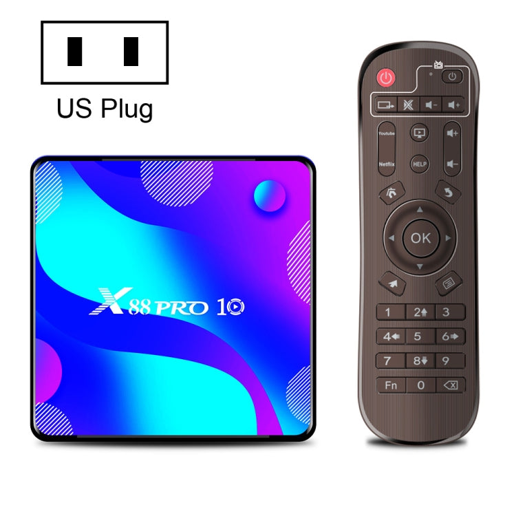 X88 PRO10 4K Smart TV BOX Android 11.0 Media Player, RK3318 Quad-Core 64bit Cortex-A53, RAM: 2GB, ROM: 16GB(US Plug) - RK3318 by PMC Jewellery | Online Shopping South Africa | PMC Jewellery | Buy Now Pay Later Mobicred