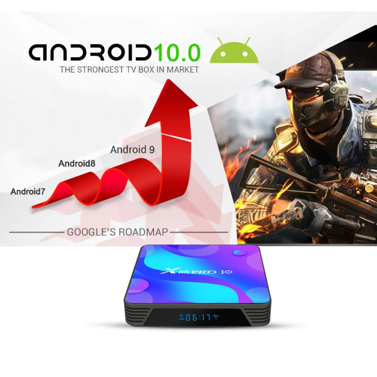 X88 PRO10 4K Smart TV BOX Android 11.0 Media Player, RK3318 Quad-Core 64bit Cortex-A53, RAM: 2GB, ROM: 16GB(US Plug) - RK3318 by PMC Jewellery | Online Shopping South Africa | PMC Jewellery | Buy Now Pay Later Mobicred