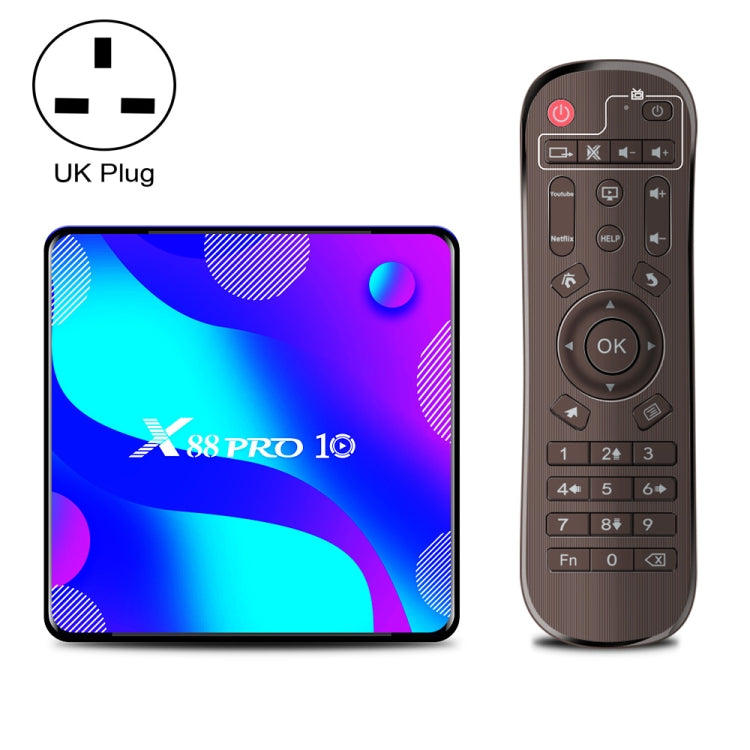 X88 PRO10 4K Smart TV BOX Android 11.0 Media Player, RK3318 Quad-Core 64bit Cortex-A53, RAM: 4GB, ROM: 32GB(UK Plug) - RK3318 by PMC Jewellery | Online Shopping South Africa | PMC Jewellery | Buy Now Pay Later Mobicred