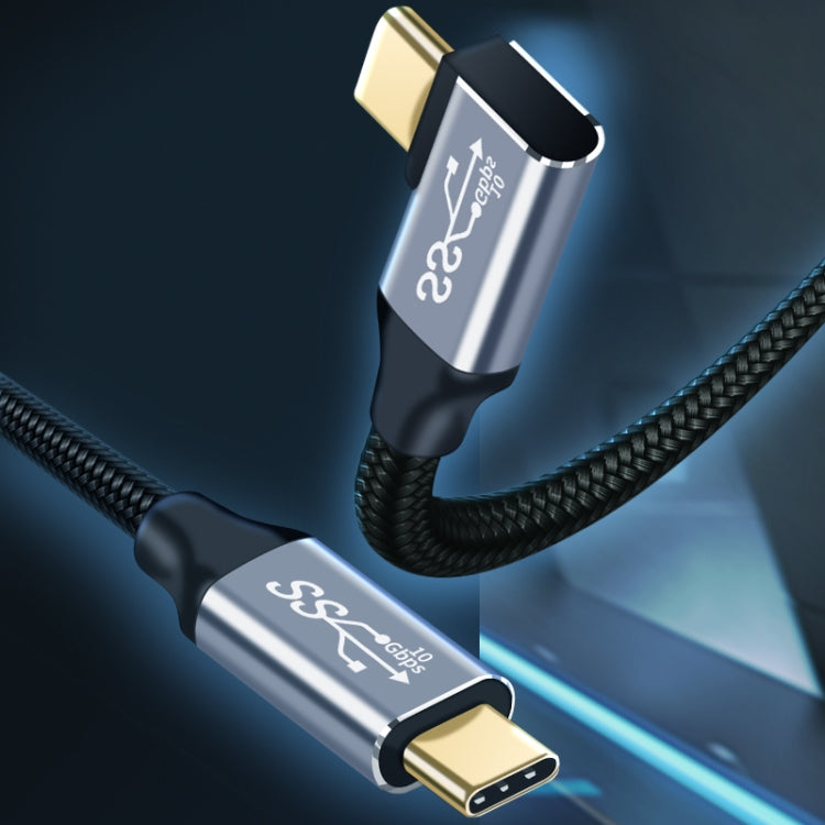 2m 10Gbps USB-C / Type-C Male Straight to Male Elbow Charging Data Transmission Cable - free shipping - PMC TechLife - Order now!