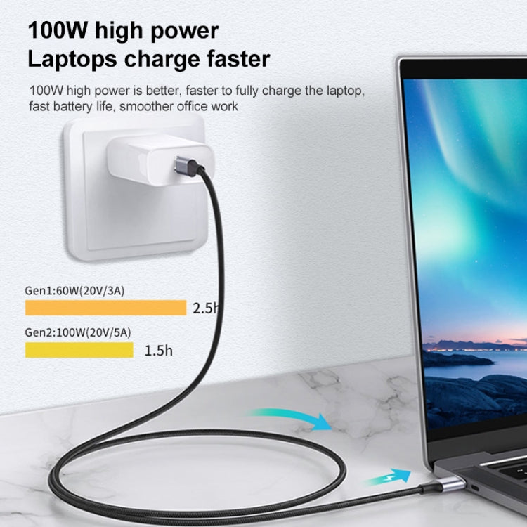 2m 10Gbps USB-C / Type-C Male Straight to Male Elbow Charging Data Transmission Cable - free shipping - PMC TechLife - Order now!