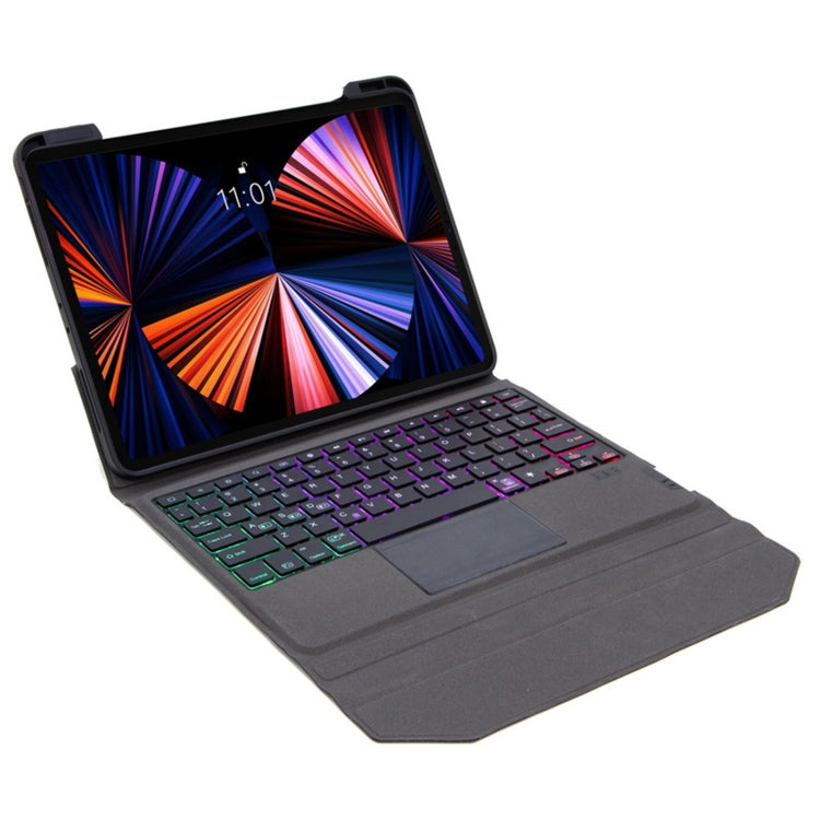 T01S Integrated Bluetooth Keyboard Leather Case with Backlight & Touchpad & Holder For iPad Air 5 / Air 4 10.9(Black) - For iPad Air by PMC TechLife | Online Shopping South Africa | PMC TechLife