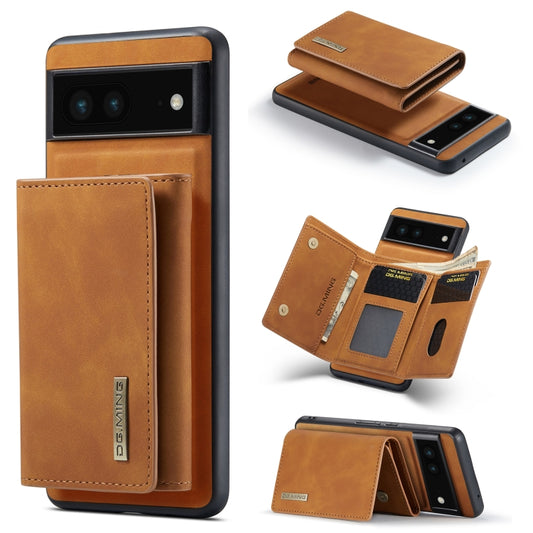 For Google Pixel 6A DG.MING M1 Series 3-Fold Multi Card Wallet + Magnetic Phone Case(Brown) - Google Cases by DG.MING | Online Shopping South Africa | PMC Jewellery | Buy Now Pay Later Mobicred