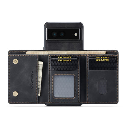 For Google Pixel 7 5G DG.MING M1 Series 3-Fold Multi Card Wallet + Magnetic Phone Case(Black) - Google Cases by DG.MING | Online Shopping South Africa | PMC Jewellery | Buy Now Pay Later Mobicred