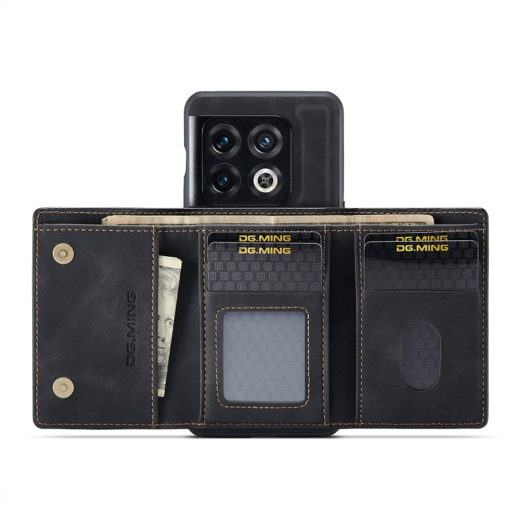 For OnePlus 10 Pro DG.MING M1 Series 3-Fold Multi Card Wallet + Magnetic Phone Case(Black) - OnePlus Cases by DG.MING | Online Shopping South Africa | PMC TechLife | Buy Now Pay Later Mobicred