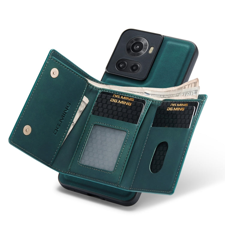 For OnePlus Ace/10R DG.MING M1 Series 3-Fold Multi Card Wallet + Magnetic Phone Case(Green) - OnePlus Cases by DG.MING | Online Shopping South Africa | PMC TechLife | Buy Now Pay Later Mobicred