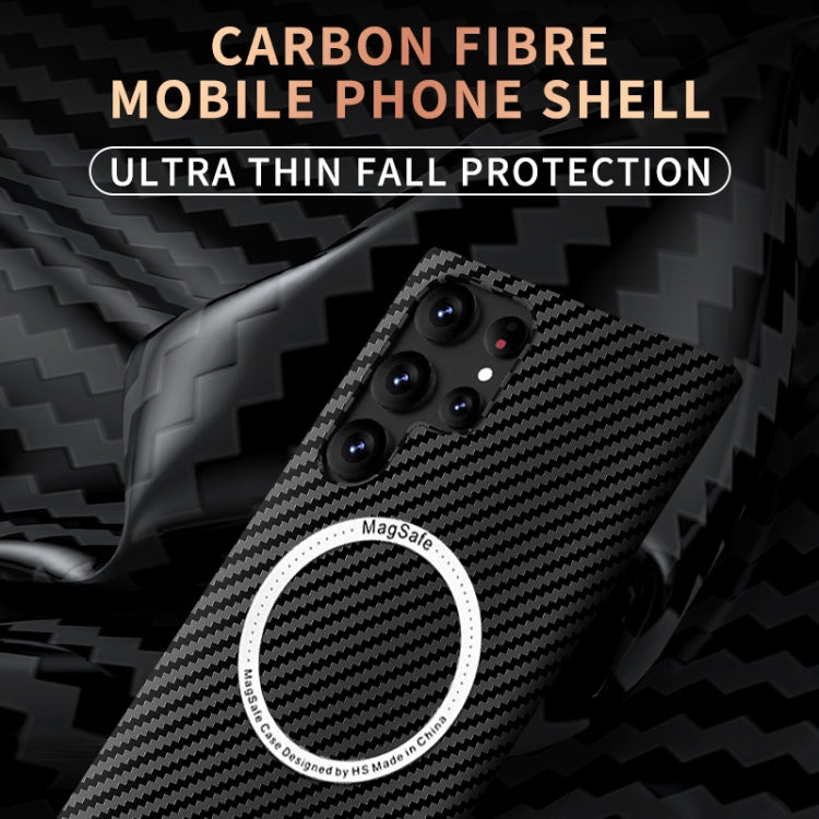 For Samsung Galaxy S22 5G Carbon Fiber Texture MagSafe Magnetic Phone Case(Black Silver) - Galaxy S22 5G Cases by PMC TechLife | Online Shopping South Africa | PMC TechLife