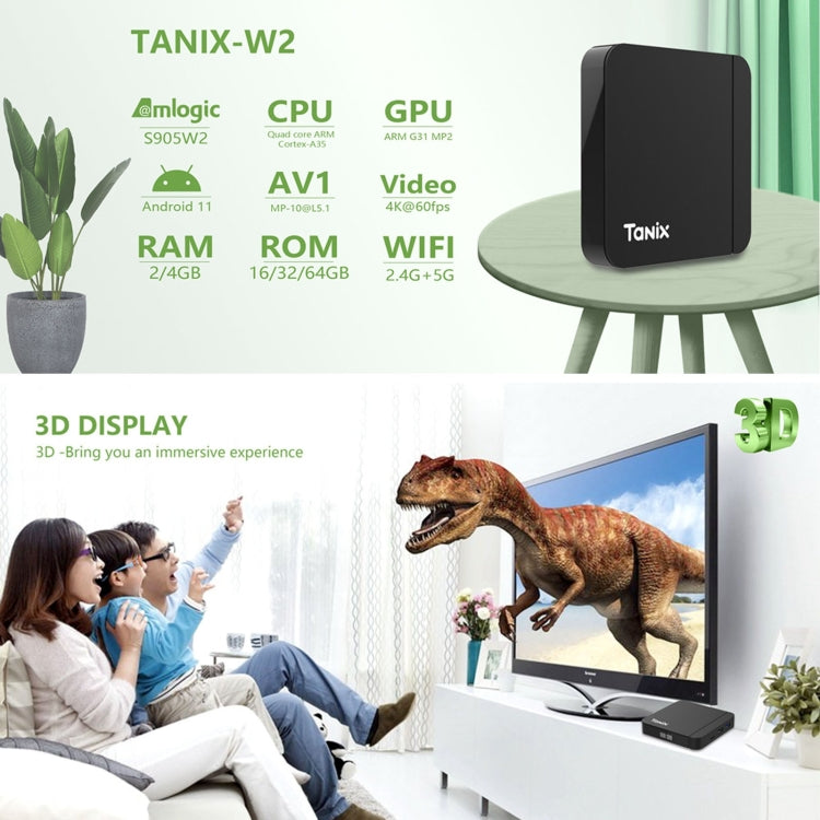 Tanix W2 Amlogic S905 Quad Core Smart TV Set Top Box, RAM:2G+16G(US Plug) - Amlogic S905 by PMC Jewellery | Online Shopping South Africa | PMC Jewellery | Buy Now Pay Later Mobicred