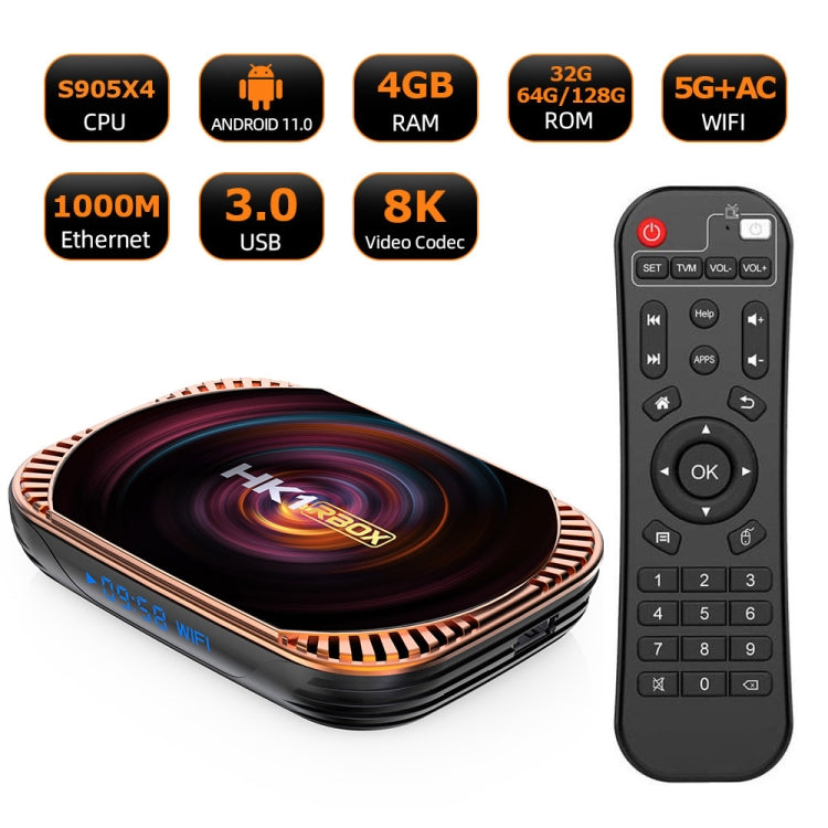 MECOOL HK1RBOX X4 4K TV Box, Android 11 Amlogic S905X4 CPU with RC 4GB+64GB(EU Plug) - free shipping - PMC TechLife - Order now!