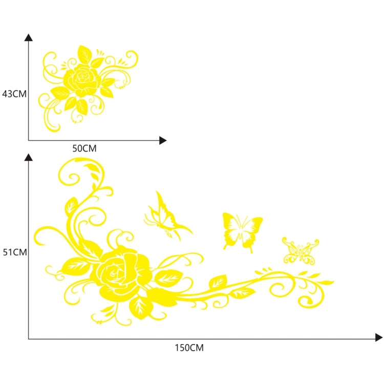 2 PCS/Set D-72 Butterfly Love Flower Pattern Car Modified Decorative Sticker(Yellow) - Decorative Sticker by PMC Jewellery | Online Shopping South Africa | PMC Jewellery | Buy Now Pay Later Mobicred