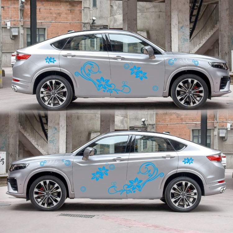 2 PCS/Set D-75 Flower Vine Pattern Car Modified Decorative Sticker(Blue) - Decorative Sticker by PMC TechLife | Online Shopping South Africa | PMC TechLife | Buy Now Pay Later Mobicred