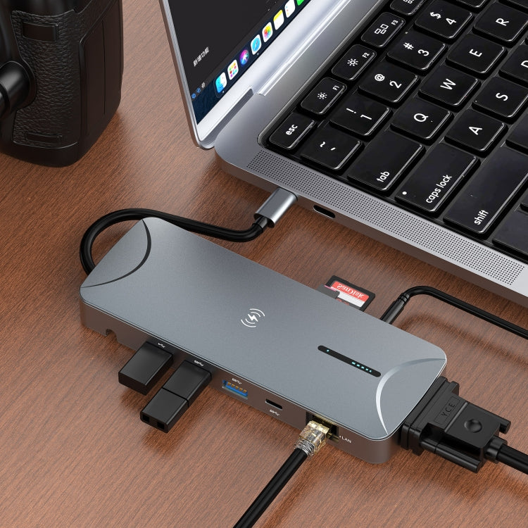 V240 12-in-1 Multifunctional USB-C / Type-C 3.1 Male HUB Docking Station(Gery) - USB HUB by PMC Jewellery | Online Shopping South Africa | PMC Jewellery | Buy Now Pay Later Mobicred