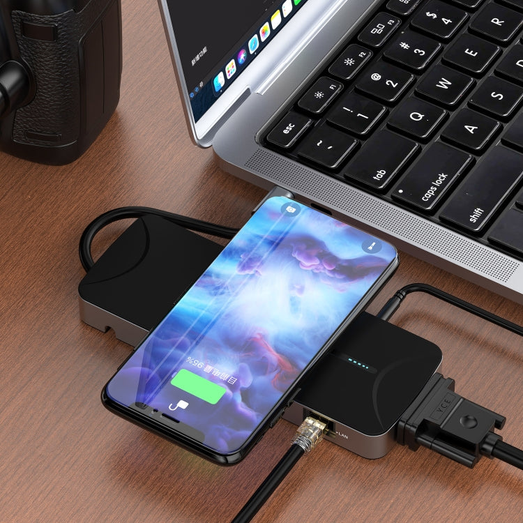 V240 12-in-1 Multifunctional USB-C / Type-C 3.1 Male HUB Docking Station(Gery) - USB HUB by PMC Jewellery | Online Shopping South Africa | PMC Jewellery | Buy Now Pay Later Mobicred