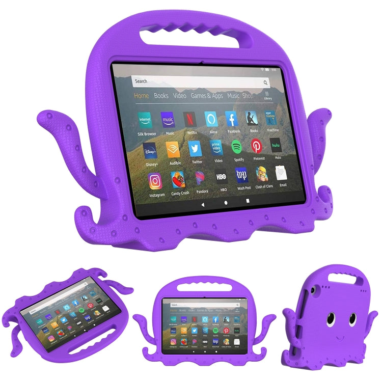 For Amazon Kindle Fire HD 8 / HD 8 Plus Octopus EVA Shockproof Tablet Case with Screen Film & Shoulder Strap(Purple) - Amazon by PMC TechLife | Online Shopping South Africa | PMC TechLife | Buy Now Pay Later Mobicred