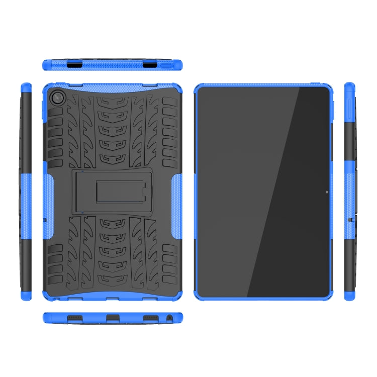 For Lenovo Tab M10 Plus 10.6 3rd Gen 2022 Tire Texture TPU+PC Shockproof Case with Holder(Blue) - Lenovo by PMC TechLife | Online Shopping South Africa | PMC TechLife | Buy Now Pay Later Mobicred