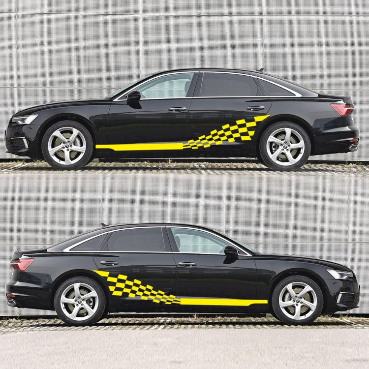 2 PCS/Set D-944 Striped Plaid Pattern Car Modified Decorative Sticker(Yellow) - Decorative Sticker by PMC TechLife | Online Shopping South Africa | PMC TechLife | Buy Now Pay Later Mobicred