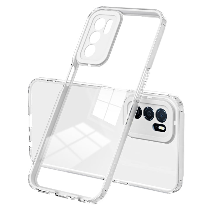 For OPPO A16 / A16s 3 in 1 Clear TPU Color PC Frame Phone Case(White) - OPPO Cases by PMC Jewellery | Online Shopping South Africa | PMC Jewellery | Buy Now Pay Later Mobicred