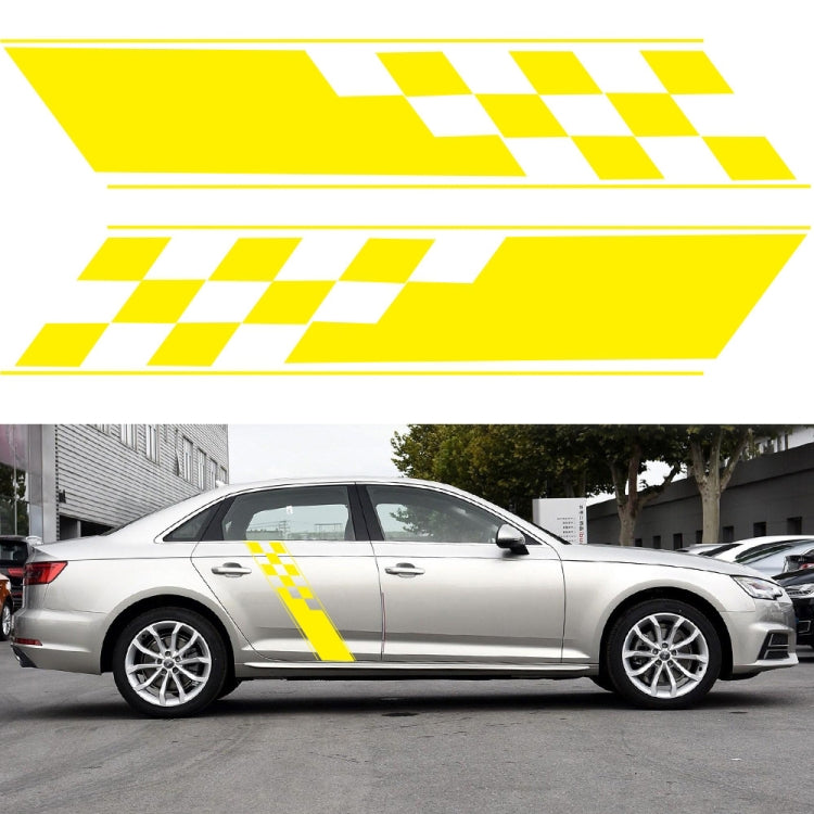 2 PCS/Set D-962 Checkered Flag Pattern Car Modified Decorative Sticker(Yellow) - free shipping - PMC Jewellery - Order now!