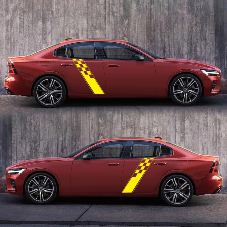 2 PCS/Set D-962 Checkered Flag Pattern Car Modified Decorative Sticker(Yellow) - free shipping - PMC Jewellery - Order now!