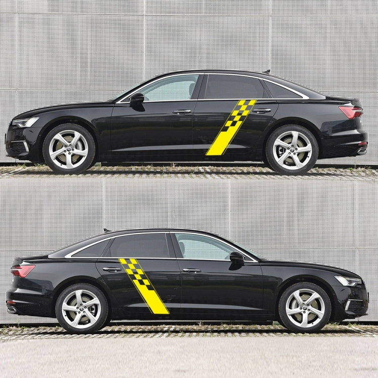 2 PCS/Set D-962 Checkered Flag Pattern Car Modified Decorative Sticker(Yellow) - free shipping - PMC Jewellery - Order now!