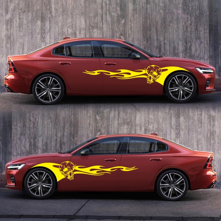 2 PCS/Set D-964 Skull Flame Pattern Car Modified Decorative Sticker(Yellow) - Decorative Sticker by PMC TechLife | Online Shopping South Africa | PMC TechLife | Buy Now Pay Later Mobicred