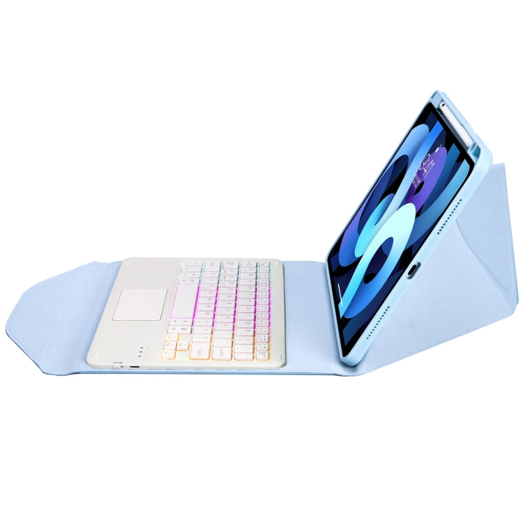 Z098B-AS Pen Slot Touchpad Backlight Bluetooth Keyboard Leather Tablet Case For iPad Air 10.9 2022/2020(Sky Blue) - For iPad Air by PMC TechLife | Online Shopping South Africa | PMC TechLife