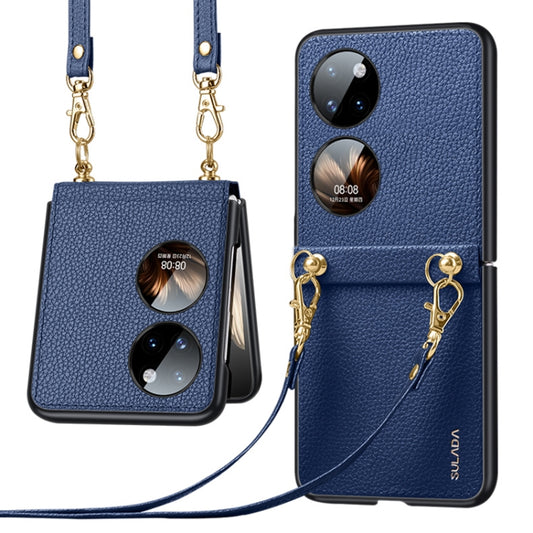 For Huawei P50 Pocket SULADA Litchi Texture Leather + TPU Phone Case with Strap(Blue) - Huawei Cases by SULADA | Online Shopping South Africa | PMC Jewellery | Buy Now Pay Later Mobicred