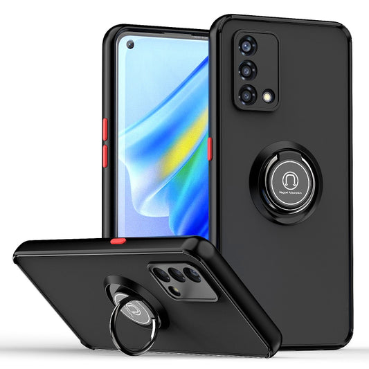 For OPPO A74 4G Q Shadow 1 Series TPU + PC Phone Case with Ring Holder(Black+Red) - OPPO Cases by PMC Jewellery | Online Shopping South Africa | PMC Jewellery | Buy Now Pay Later Mobicred