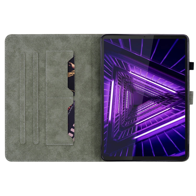 For Lenovo K10 Tiger Pattern PU Tablet Case(Dark Green) - Lenovo by PMC TechLife | Online Shopping South Africa | PMC TechLife | Buy Now Pay Later Mobicred