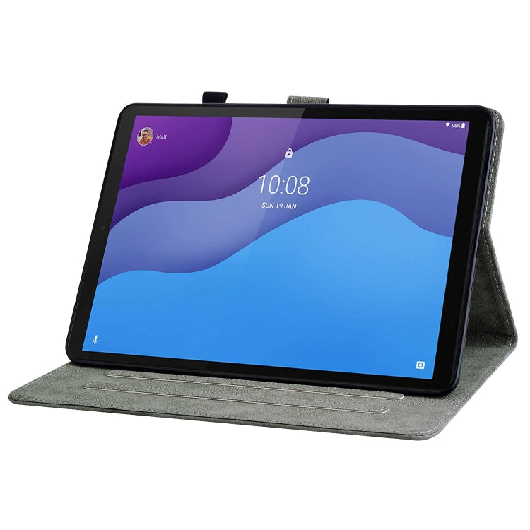 For Lenovo Tab M10 HD Gen 2 Tiger Pattern PU Tablet Case(Dark Green) - Lenovo by PMC TechLife | Online Shopping South Africa | PMC TechLife | Buy Now Pay Later Mobicred
