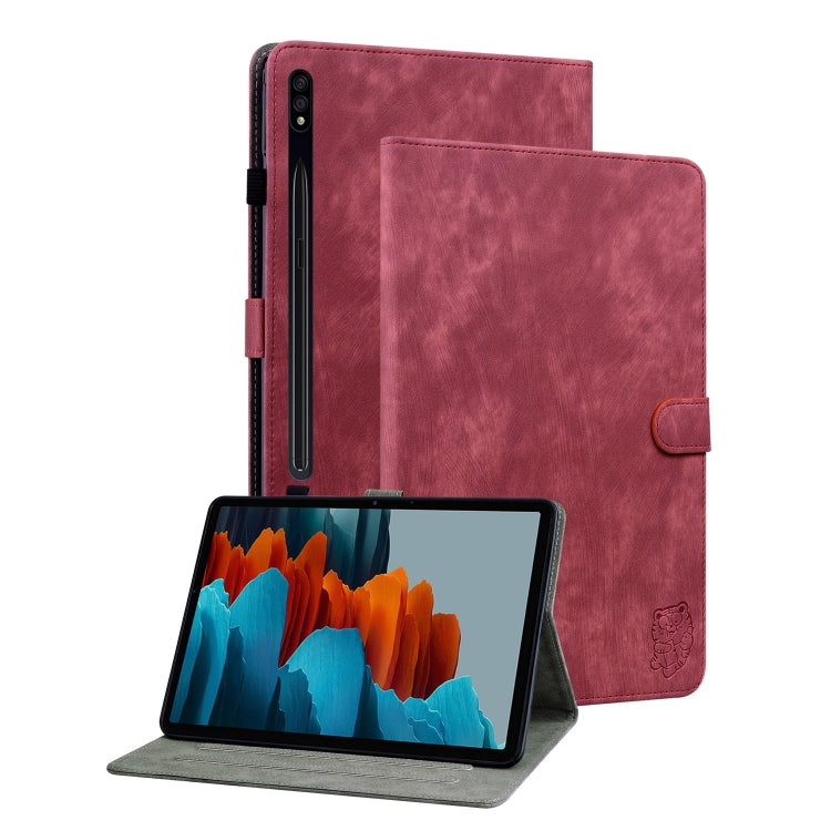 For Samsung Galaxy Tab S9 Tiger Pattern Flip Leather Tablet Case(Red) - Galaxy Tab S9 Cases by PMC Jewellery | Online Shopping South Africa | PMC Jewellery | Buy Now Pay Later Mobicred