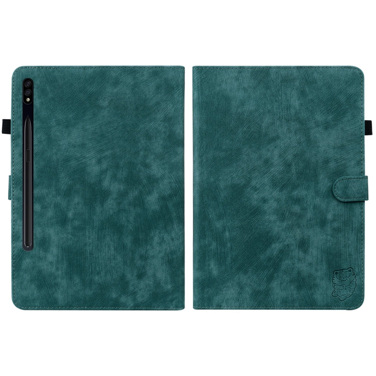 For Samsung Galaxy Tab S9 Tiger Pattern Flip Leather Tablet Case(Dark Green) - Galaxy Tab S9 Cases by PMC Jewellery | Online Shopping South Africa | PMC Jewellery | Buy Now Pay Later Mobicred