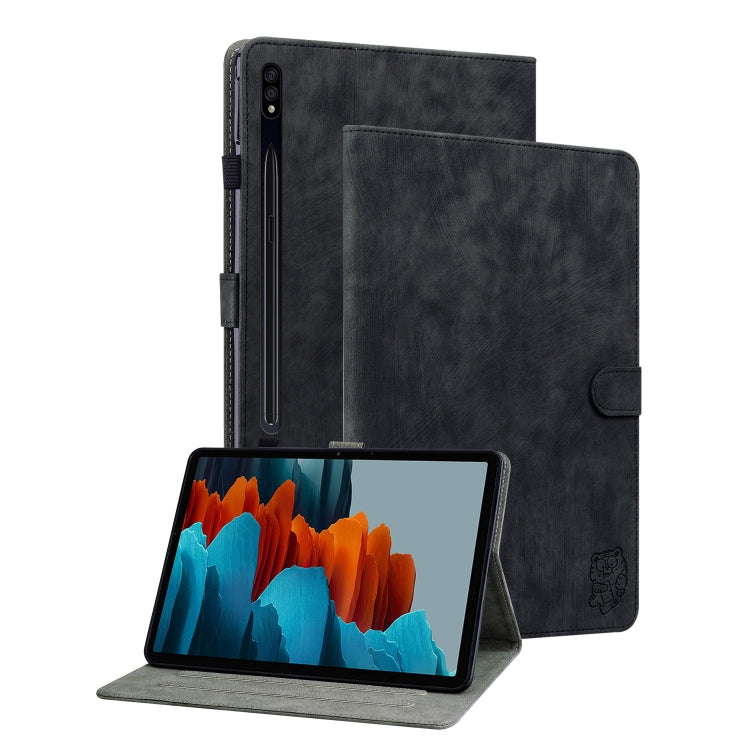 For Samsung Galaxy Tab S9 Tiger Pattern Flip Leather Tablet Case(Black) - Galaxy Tab S9 Cases by PMC Jewellery | Online Shopping South Africa | PMC Jewellery | Buy Now Pay Later Mobicred