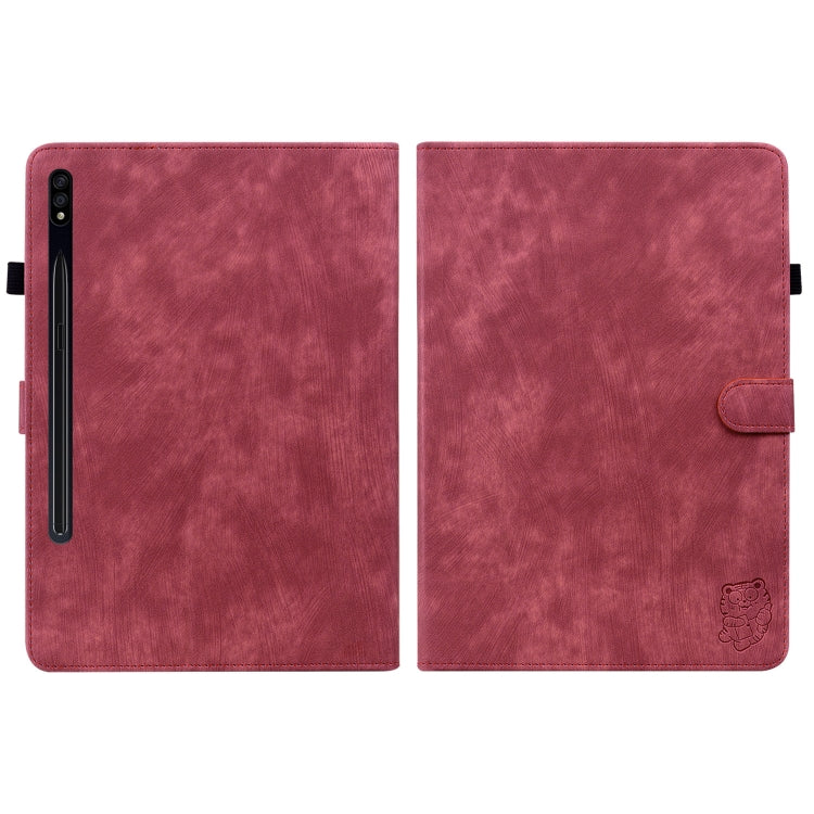 For Samsung Galaxy Tab S9+ Tiger Pattern Flip Leather Tablet Case(Red) - Galaxy Tab S9+ Cases by PMC Jewellery | Online Shopping South Africa | PMC Jewellery | Buy Now Pay Later Mobicred