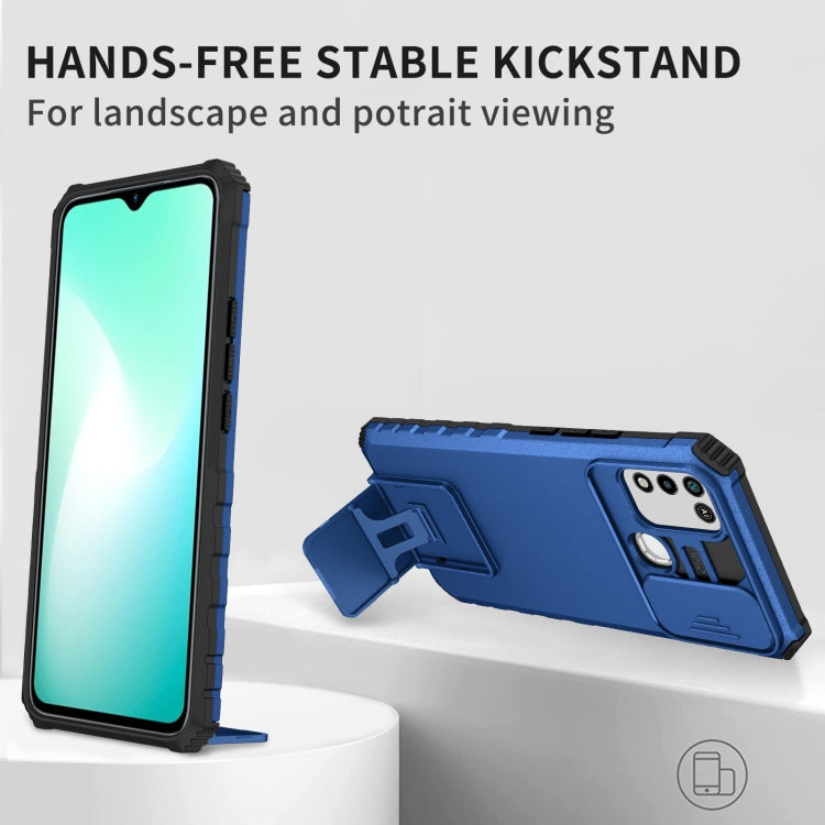 For Infinix Hot 10 Play/11 Play Stereoscopic Holder Sliding Camshield Phone Case(Blue) - Infinix Cases by PMC TechLife | Online Shopping South Africa | PMC TechLife
