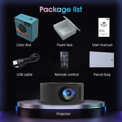 T200 1500LM 1920x1080P LED Mini Projector, US Plug(Black) - Mini Projector by PMC Jewellery | Online Shopping South Africa | PMC Jewellery | Buy Now Pay Later Mobicred