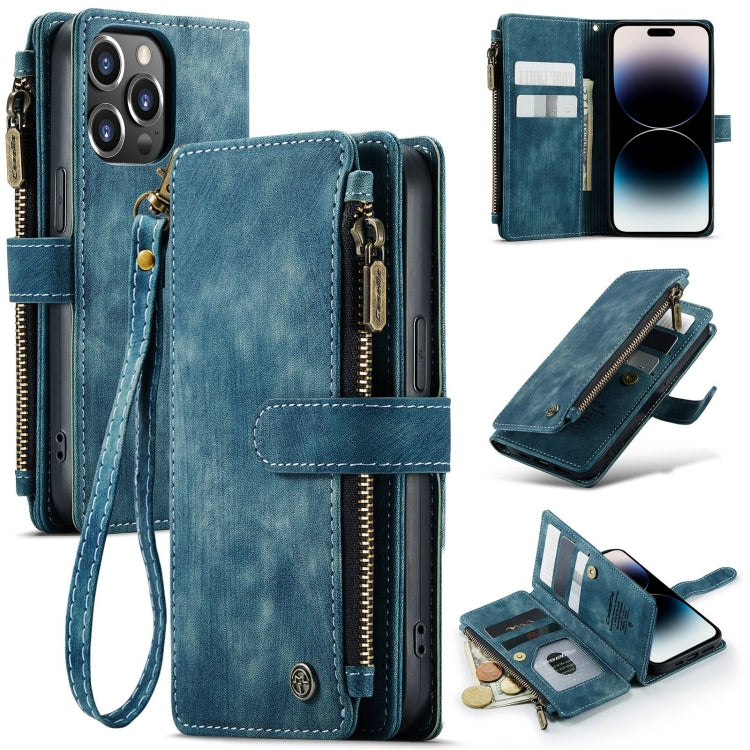 For iPhone 14 Pro CaseMe C30 Multifunctional Phone Leather Case(Blue) - iPhone 14 Pro Cases by CaseMe | Online Shopping South Africa | PMC Jewellery | Buy Now Pay Later Mobicred