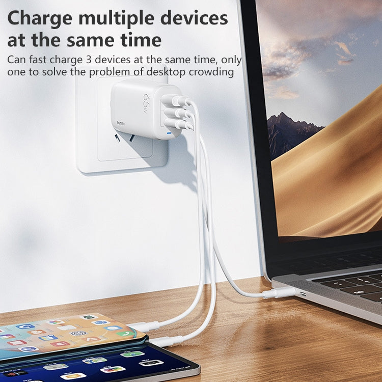 REMAX RP-U55 Territory Series 65W USB+Dual USB-C / Type-C Interface Fast Charger, Specification:EU Plug(White) - free shipping - PMC Jewellery - Order now!