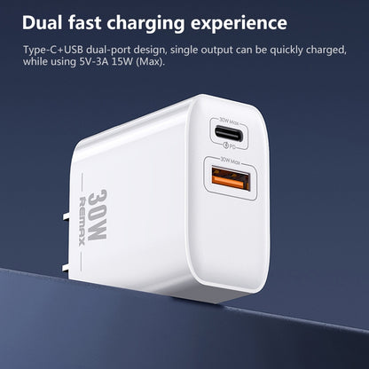 REMAX RP-U82 30W USB+USB-C/Type-C Dual Interface Fast Charger, Specification:CN Plug(White) - USB Charger by REMAX | Online Shopping South Africa | PMC Jewellery | Buy Now Pay Later Mobicred