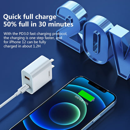 REMAX RP-U68 20W USB+USB-C/Type-C Dual Interface Fast Charger Set, Specification:UK Plug(White) - USB Charger by REMAX | Online Shopping South Africa | PMC Jewellery | Buy Now Pay Later Mobicred