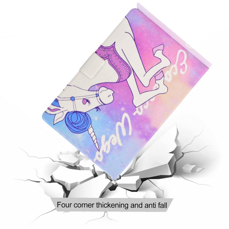For Amazon Kindle Fire 7 2022 Electric Horizontal Flat Painted Leather Tablet Case(Pink Horse) - Amazon by PMC TechLife | Online Shopping South Africa | PMC TechLife | Buy Now Pay Later Mobicred